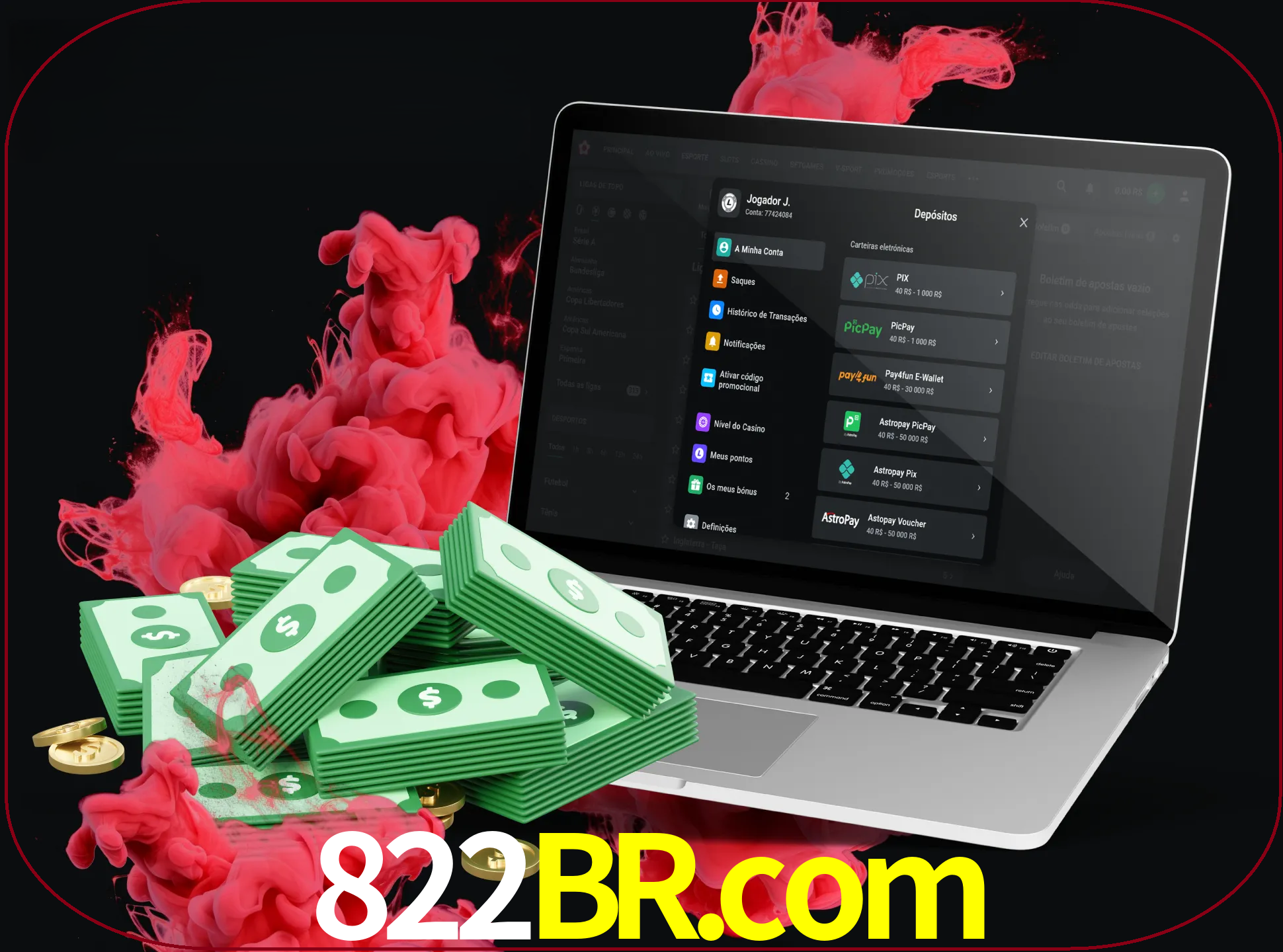Para efetuar um depósito na sua conta 822br, basta escolher o método de depósito e especificar o montante.